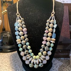 Multi semi precious gems and minerals necklace